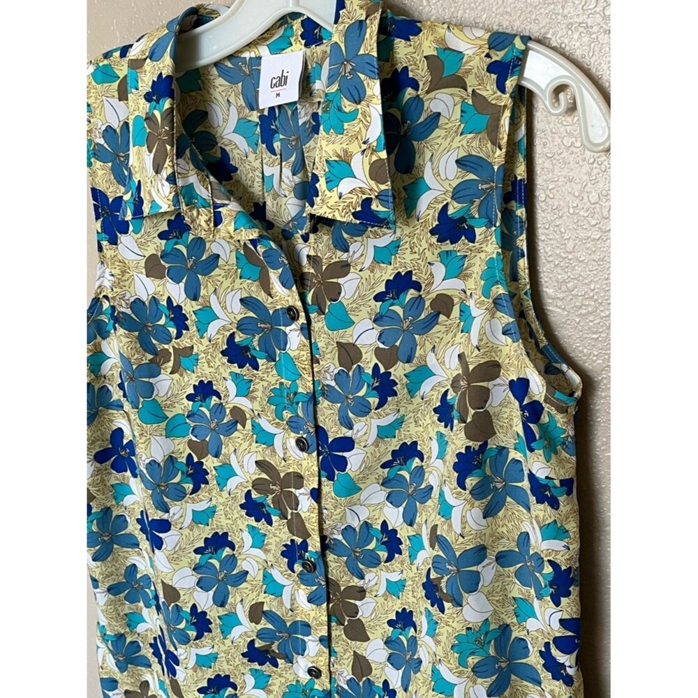 CAbi Floral Wish Peplum Sleeveless Button Front Top Size Medium *FLAW - Picture 6 of 14